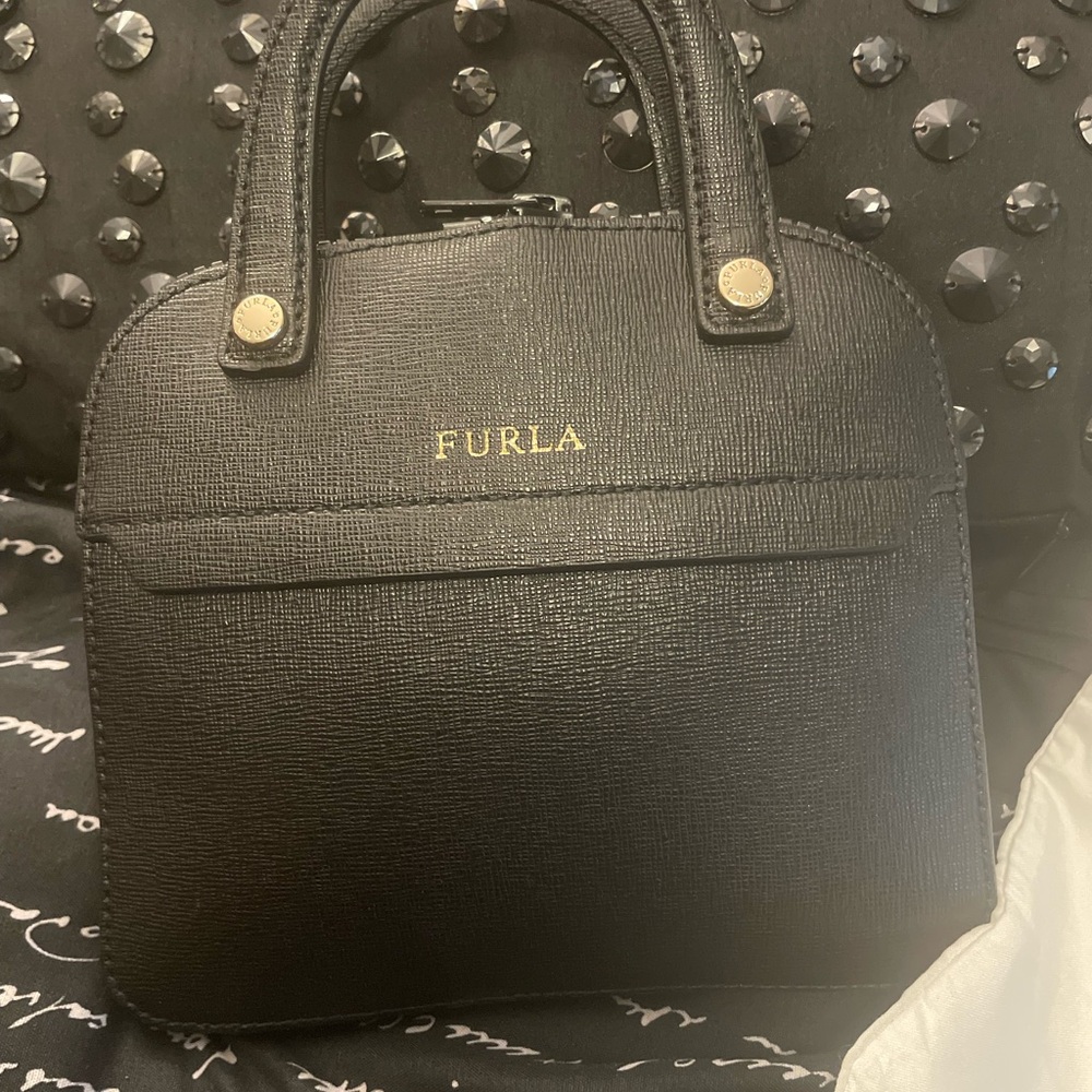 FURLA Black Foladable Shopper Tote - Rare - Picture 13 of 16